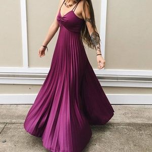 Vintage Bill Levkoff Purple Pleated Maxi w Jacket